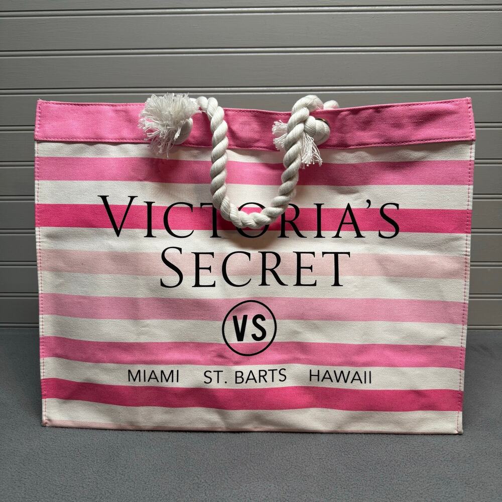 Victorias Secret Striped Tote Bag Y2K Vintage Style Resortwear‎ Beach Vacation